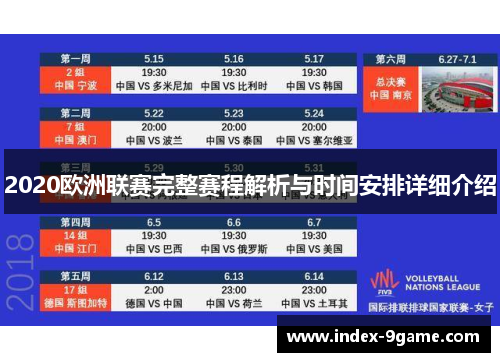 2020欧洲联赛完整赛程解析与时间安排详细介绍