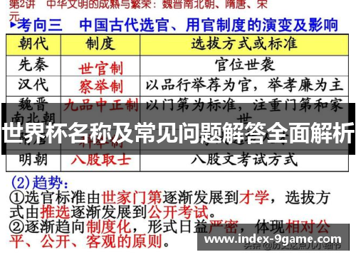 世界杯名称及常见问题解答全面解析